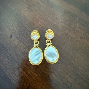 Elegant Gold and Pearly Whites Drop Earrings